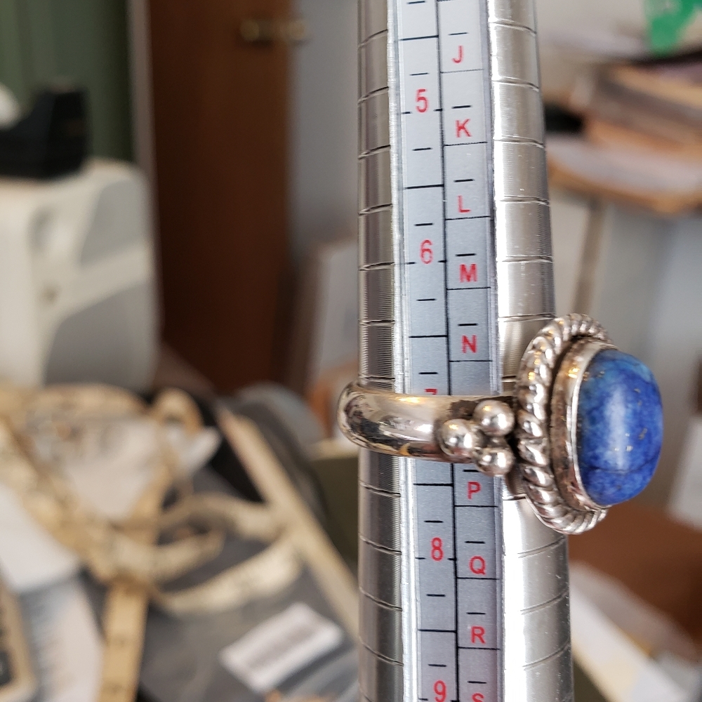 VINTAGE BLUE STONE ART DECO RING - Picture 5 of 5